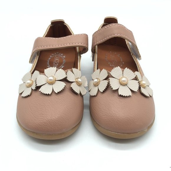 Bookee Toddler Girls Mary Jane Flats Faux Leather Hook & Loop Brown 23 US 6 - Picture 2 of 5